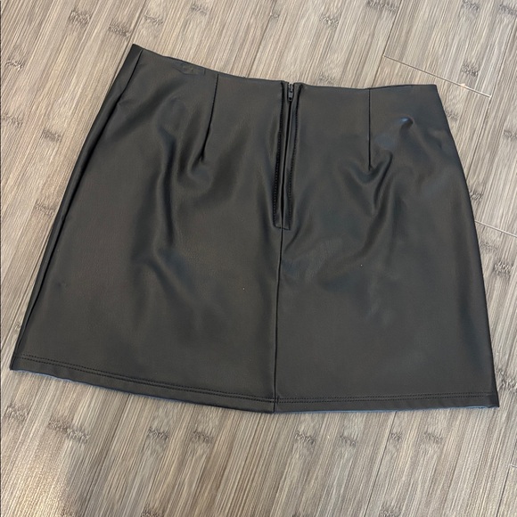 Altar'd State Black Leather mini skirt with slit - Picture 3 of 6